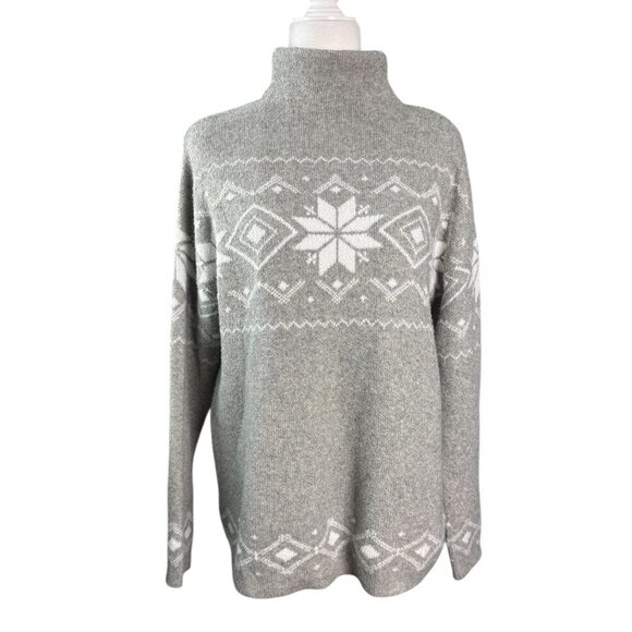 Christian Siriano NY Gray High Neck Fair Isle Sweater in Gray Women's Size M - Picture 1 of 8